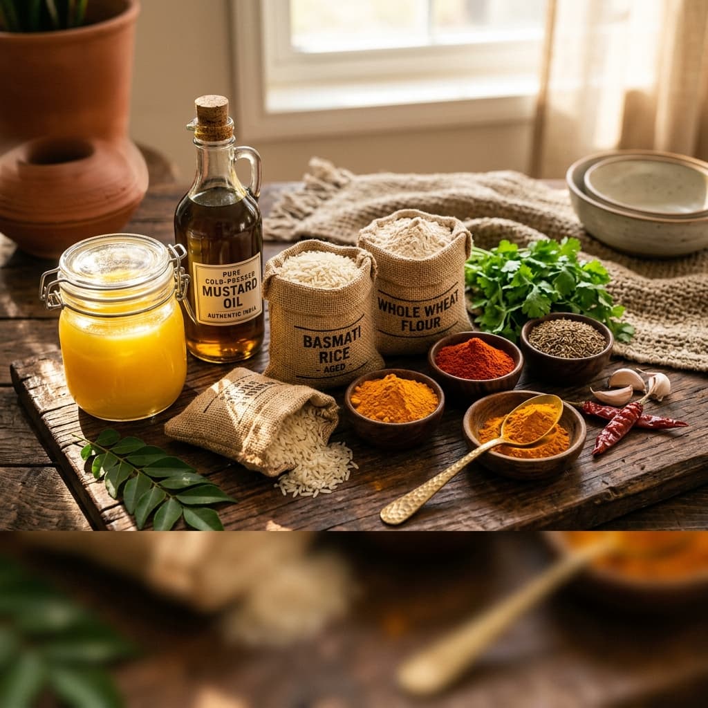 Authentic Indian food staples — ghee, mustard oil, basmati rice, turmeric and more